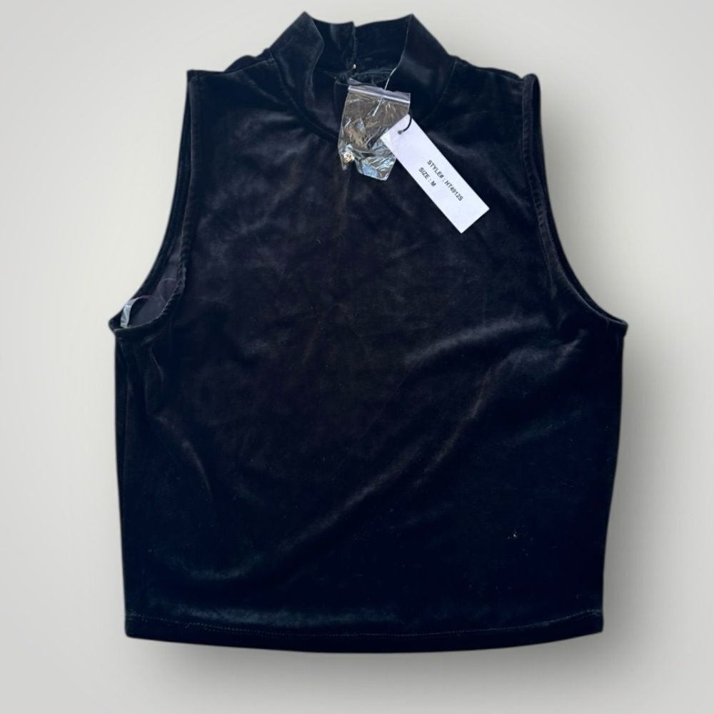 🎉5 for $45🎉 NWT Shinestar Velvet Top Blouse Shirt Women Size L Black